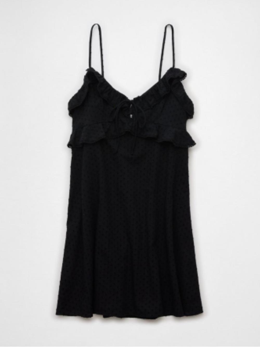 AE Ruffle Mini Slip Dress- Black- Medium
